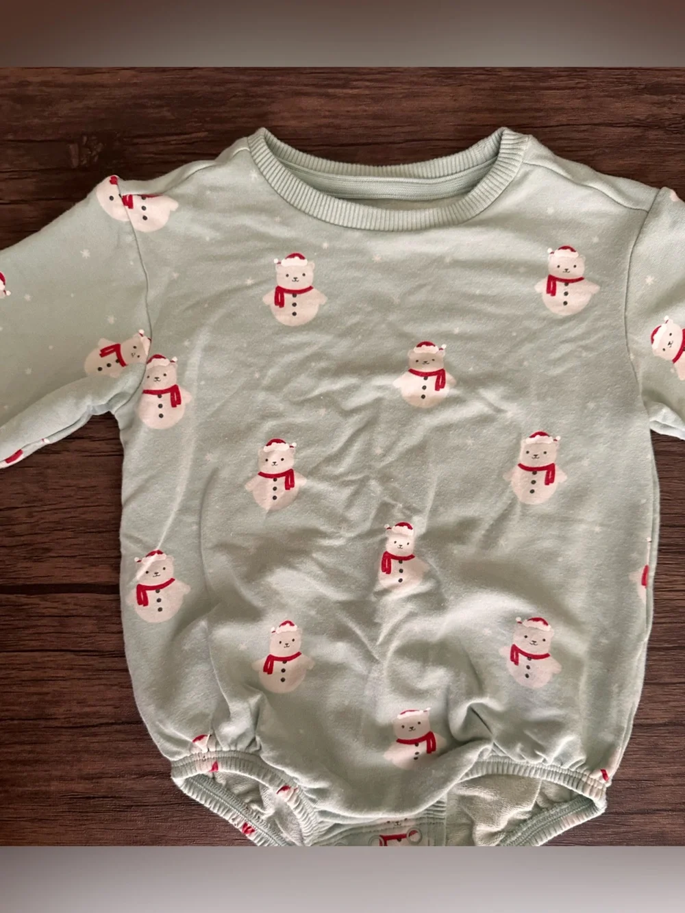 Mint Green Snowman Sweatshirt Bubble 12M